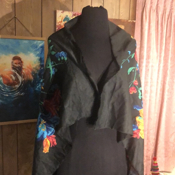 Long Colorful Floral Scarf/Cover up - Picture 2 of 13